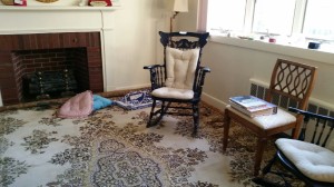 Two Antique Rocking Chairs, 10 x 14 foot Oriental-style rug